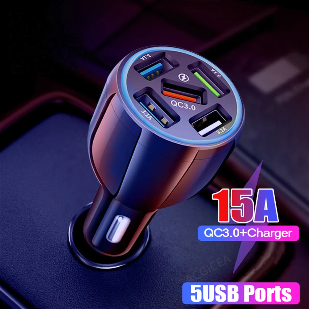 5 Ports Fast Charging 15A Quick Charger Car Chargers For Samsung Xiaomi Huawei iPhone Universal Phone 5 USB Car Charger Adapter
5 Ports Fast Charging 15A Quick Charger Car Chargers For Samsung Xiaomi Huawei iPhone Universal Phone 5 USB Car Charger Adapter