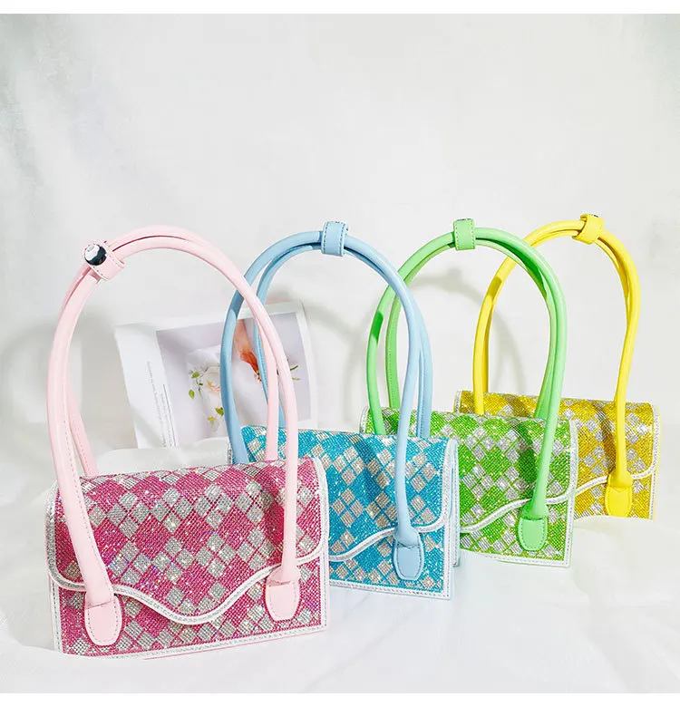 Luxury Designer Diamond Rhinestone Lattice Square Bag Women Shiny Bling Handbag Textured Shoulder Underarm Bag Lady Clutch Purse
Luxury Designer Diamond Rhinestone Lattice Square Bag Women Shiny Bling Handbag Textured Shoulder Underarm Bag Lady Clutch Purse
