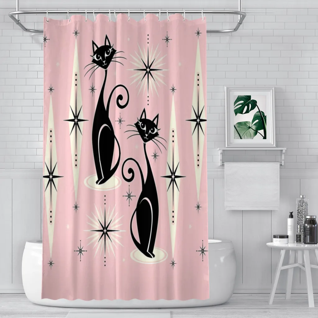 Mid Century Meow Retro Shower Curtains Atomic Cat Old Style Waterproof Creative Bathroom Decor with Hooks Home Accessories
Mid Century Meow Retro Shower Curtains Atomic Cat Old Style Waterproof Creative Bathroom Decor with Hooks Home Accessories
