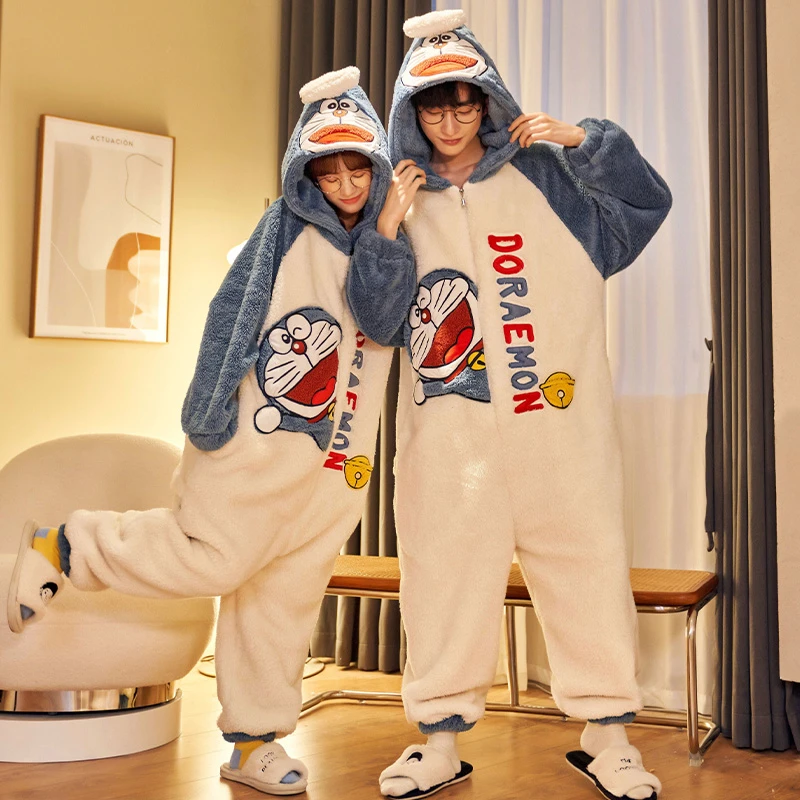Winter Thicken Couple Pajamas Jumpsuits Onesie Women Men Coral Fleece Sleepwear Cartoon Cat Korean Warm Pyjamas Lover Pijama
Winter Thicken Couple Pajamas Jumpsuits Onesie Women Men Coral Fleece Sleepwear Cartoon Cat Korean Warm Pyjamas Lover Pijama