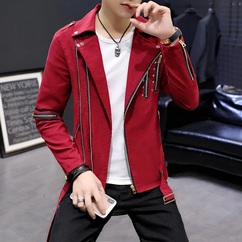 2022 Men's New Handsome Rivet Jacket Youth Personality Oblique Zipper Casual Jacket
2022 Men's New Handsome Rivet Jacket Youth Personality Oblique Zipper Casual Jacket