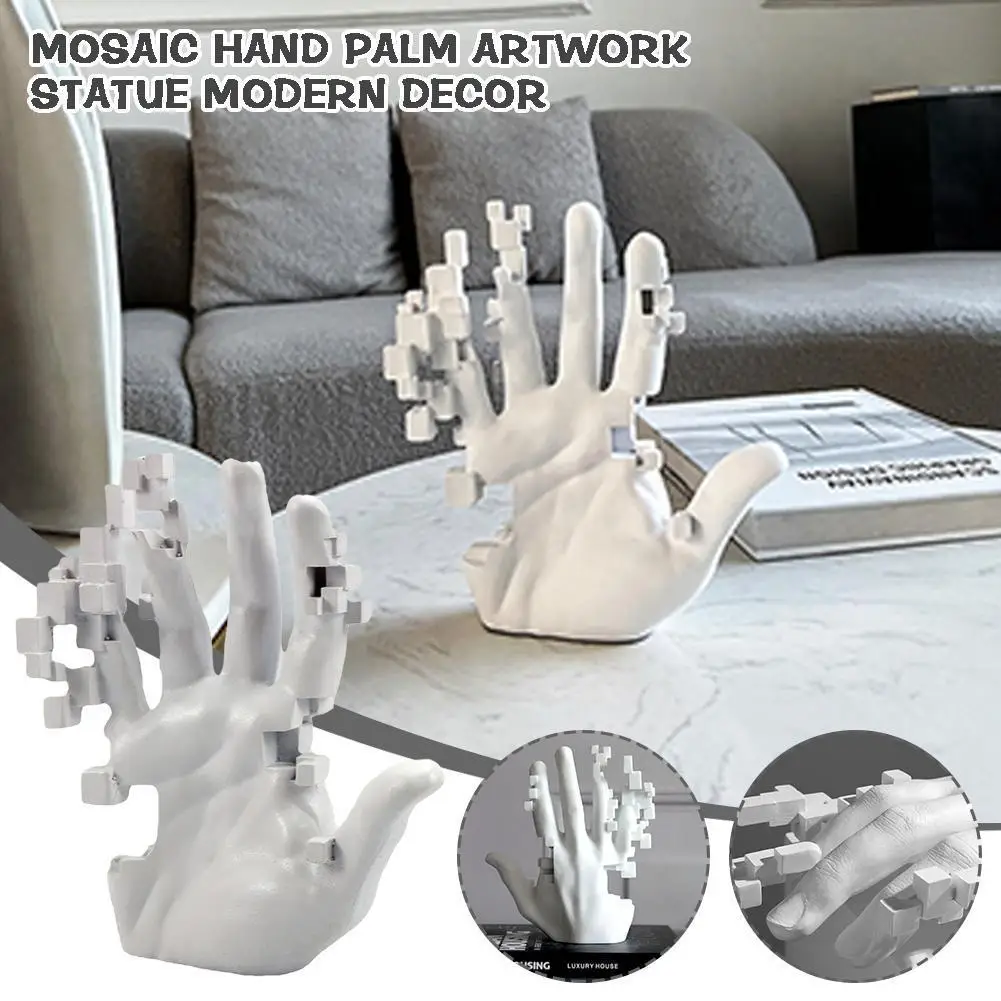 

Mosaic Hand Palm Artwork Statue Modern Decor Ornaments Hand Resin Artwork Crafts Dissolve Sculpture Figure Abstract Palm Ha X8O1