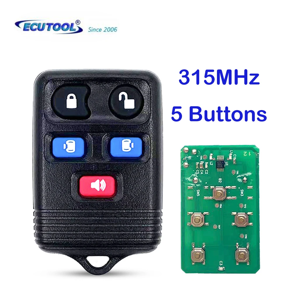 ECUTOOL 315MHz 5 Buttons Replacement Key Remote Control For Ford Focus Full Exhaust Mustang Thunderbird Lincoln Town CWTWB1U511
ECUTOOL 315MHz 5 Buttons Replacement Key Remote Control For Ford Focus Full Exhaust Mustang Thunderbird Lincoln Town CWTWB1U511