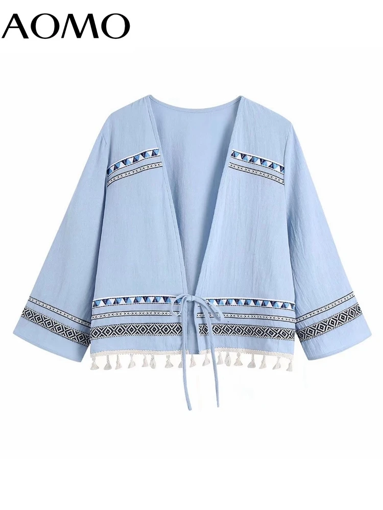 AOMO Women Retro Tassel Embroidery Crop Kimono Shirt Three Quarter Sleeve Chic Female Casual Tops BE123A
AOMO Women Retro Tassel Embroidery Crop Kimono Shirt Three Quarter Sleeve Chic Female Casual Tops BE123A