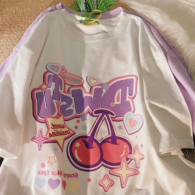 Fruit Print Women T shirt 100% Cotton Summer Harajuku Y2K Tshirt Girls Female Casual Loose Short Sleeve Tops Cute Oversized Tee
Fruit Print Women T shirt 100% Cotton Summer Harajuku Y2K Tshirt Girls Female Casual Loose Short Sleeve Tops Cute Oversized Tee