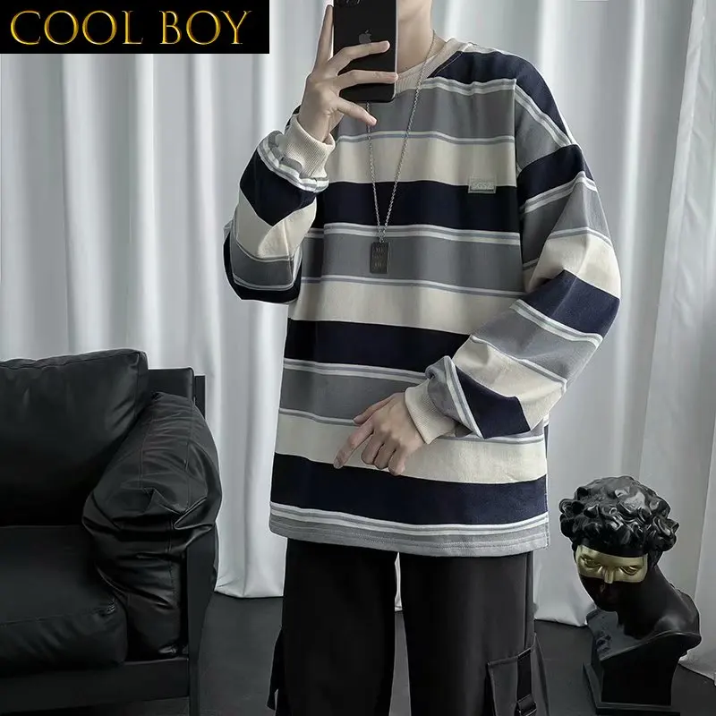 J GIRLS Fall New Simple Fashion Striped Men's T-Shirt Harajuku Teen Casual Streetwear Hip Hop Oversize Loose Funny Couple Tops
J GIRLS Fall New Simple Fashion Striped Men's T-Shirt Harajuku Teen Casual Streetwear Hip Hop Oversize Loose Funny Couple Tops