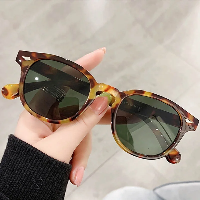 

Classic Johnny Depp Round Sunglasses Women Retro Rice Nail Small Oval Sun Glasses Men TONY Leopard Green Sun Glasses Ocean Lens