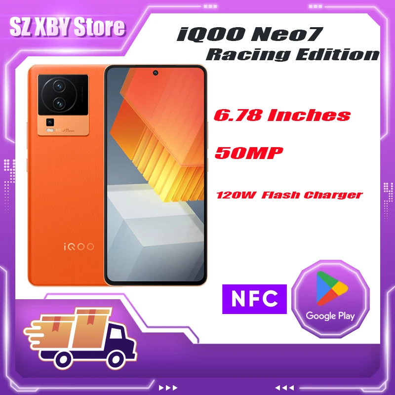 

Racing Original New VIVO iQOO Neo 7 Racing Edition 5G Cell Phone Snapdragon 8+Gen 1 6.78inch AMOLED 120W Flash Charge 50MP NFC