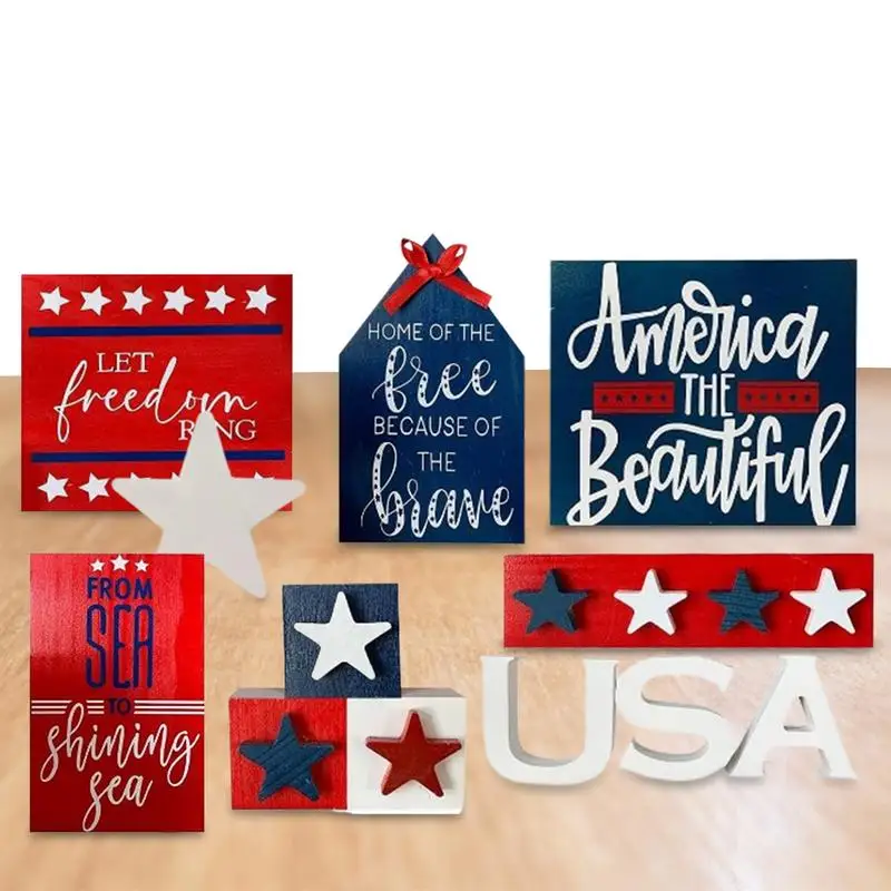 

4th Of July Party Decoration Independence Day Tiered Tray Decor For Patriotic Parties American Star Centerpieces For Tabletop