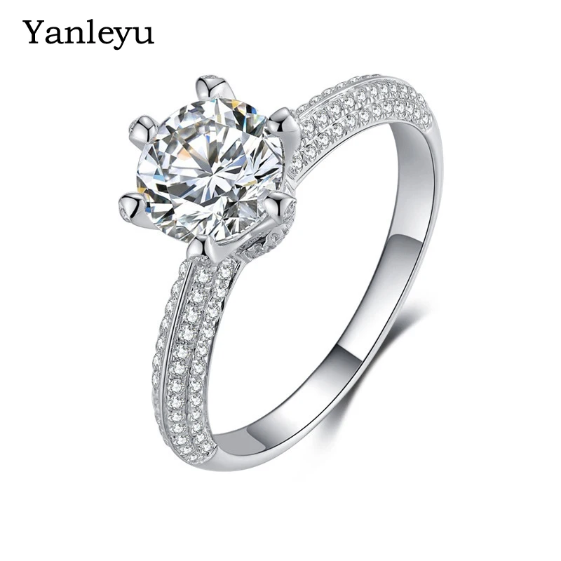 Yanleyu Original Silver Color Wedding Jewelry 1.5 Carat Round Simulated Diamond CZ Engagement Rings for Women Gift
Yanleyu Original Silver Color Wedding Jewelry 1.5 Carat Round Simulated Diamond CZ Engagement Rings for Women Gift