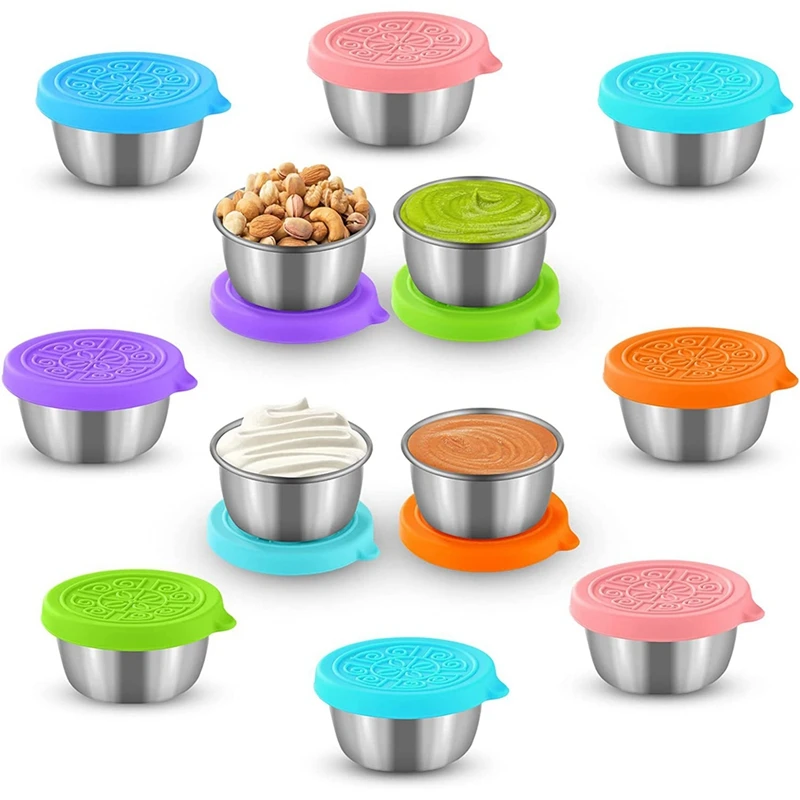

12Piece Salad Dressing Containers To Go With Lids, Leak Proof Condiment Container, Reusable Condiment Cup Dip Cup 1.6Oz