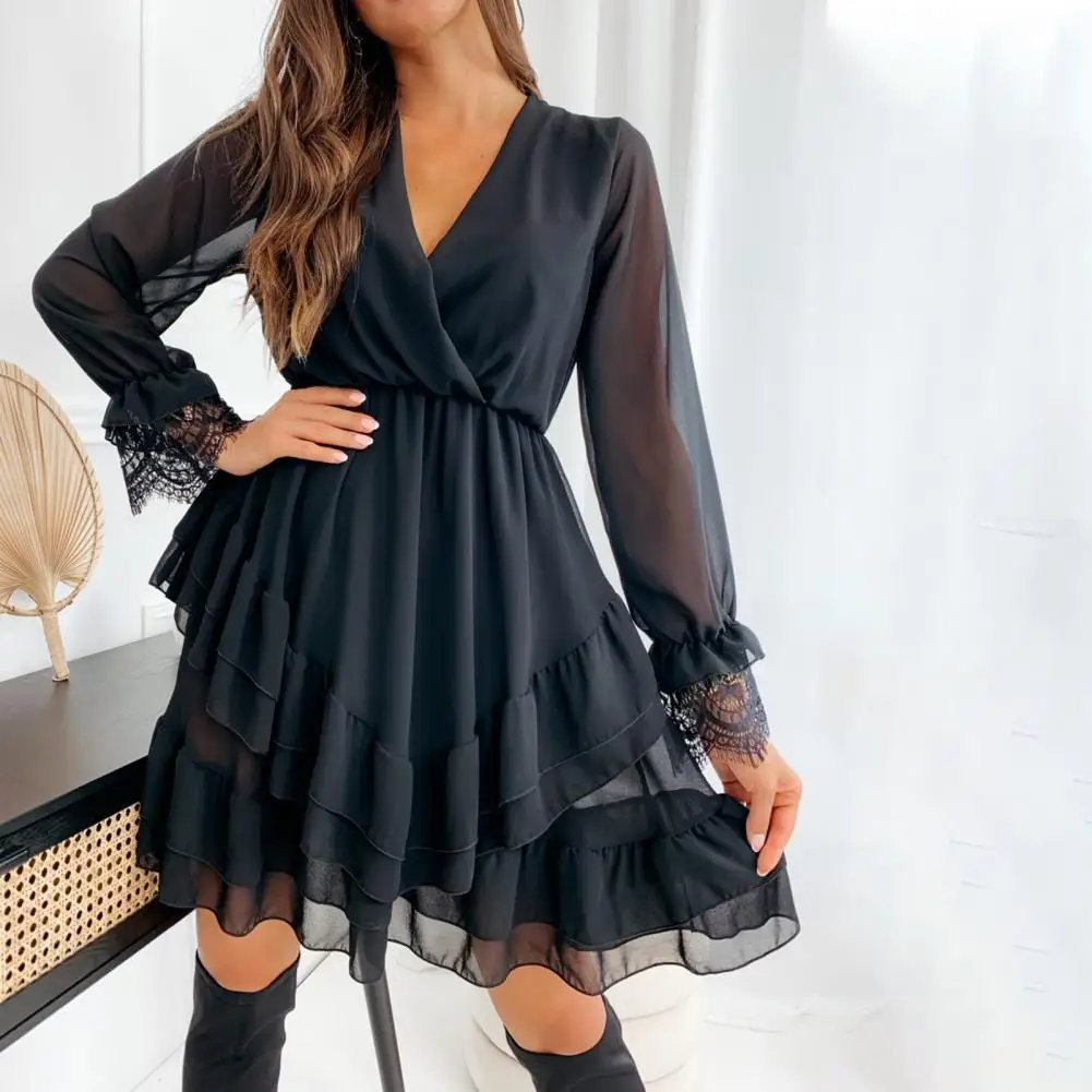 Women Dress V Neck Pleated Tiered Women Dress Short Dress Lightweight Tiered A-Line Solid Swing Mini Dress for Work
Women Dress V Neck Pleated Tiered Women Dress Short Dress Lightweight Tiered A-Line Solid Swing Mini Dress for Work