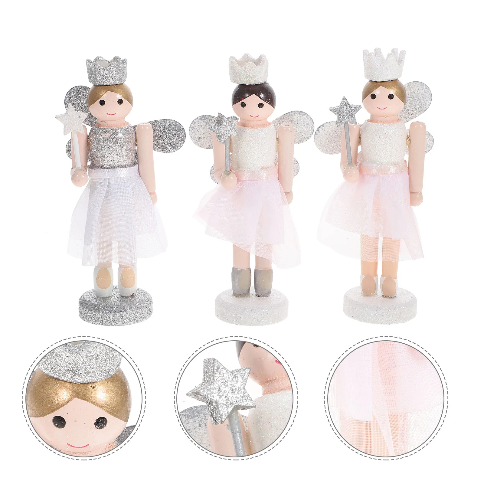3 Pcs Christmas Nutcracker Puppet Festival Scene Decor Wooden Angel Decorate Adornment Ornaments Cloth Supplies
3 Pcs Christmas Nutcracker Puppet Festival Scene Decor Wooden Angel Decorate Adornment Ornaments Cloth Supplies