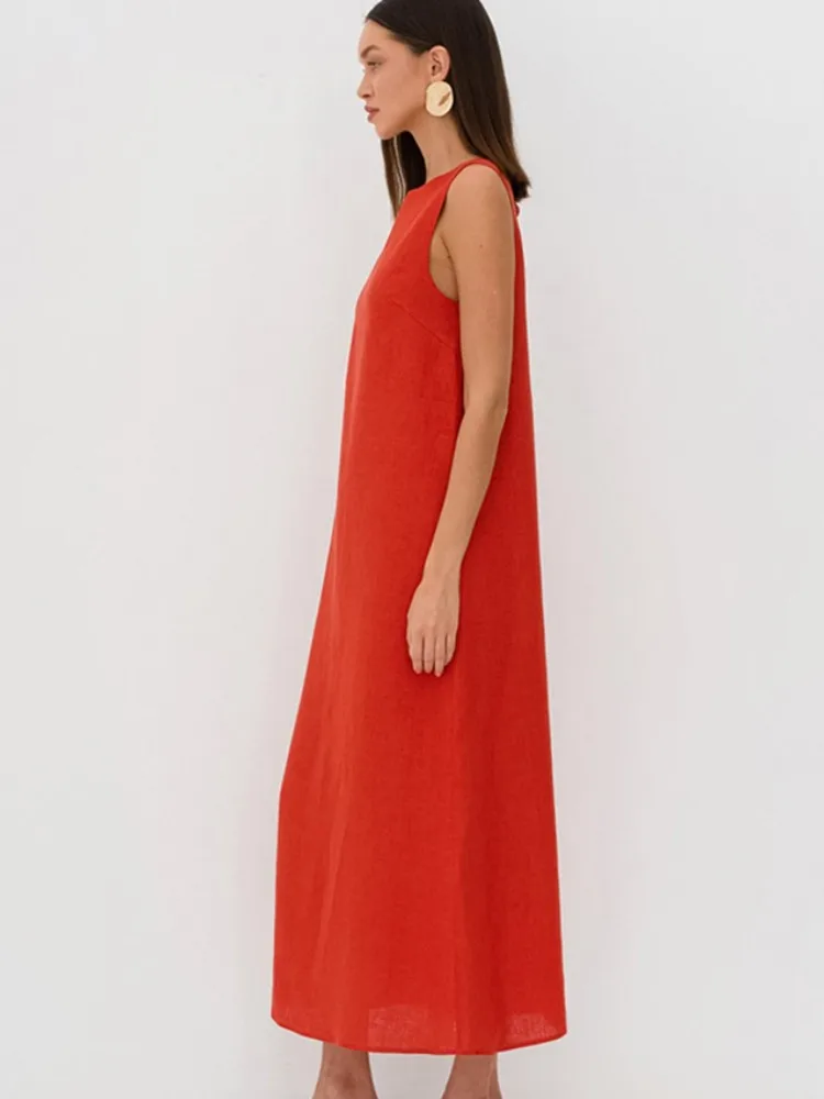 Summer Solid Color Simple Dress Loose Women Clothing Backless Long Vestidos De Mujer Fashion Temperament Leisure Comfortable 
Summer Solid Color Simple Dress Loose Women Clothing Backless Long Vestidos De Mujer Fashion Temperament Leisure Comfortable