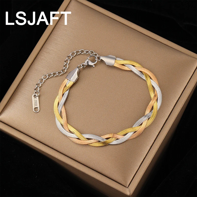 Fashion Gold Plated Stainless Steel Multi Layered Flat Snake Chain Bracelet Women Double Crossover Chain Adjustable Jewelry Gift
Fashion Gold Plated Stainless Steel Multi Layered Flat Snake Chain Bracelet Women Double Crossover Chain Adjustable Jewelry Gift