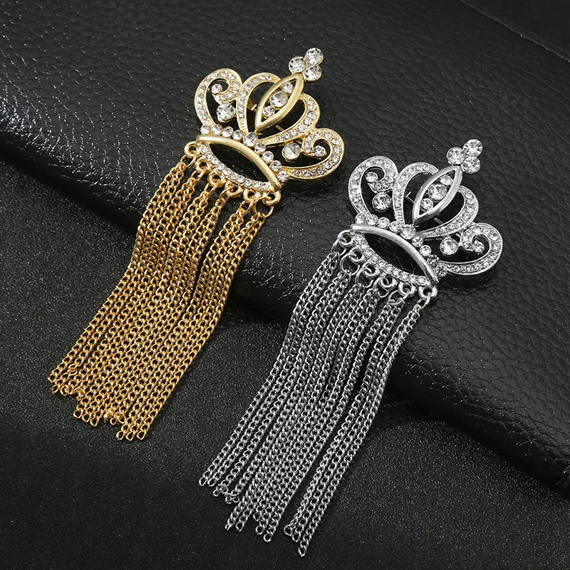 New Rhinestones Crown Brooches Pins Crystal Tassel Chain Brooch Men's Suit Shirt Collar Badge Fashion Jewelry for Women Corsage
New Rhinestones Crown Brooches Pins Crystal Tassel Chain Brooch Men's Suit Shirt Collar Badge Fashion Jewelry for Women Corsage