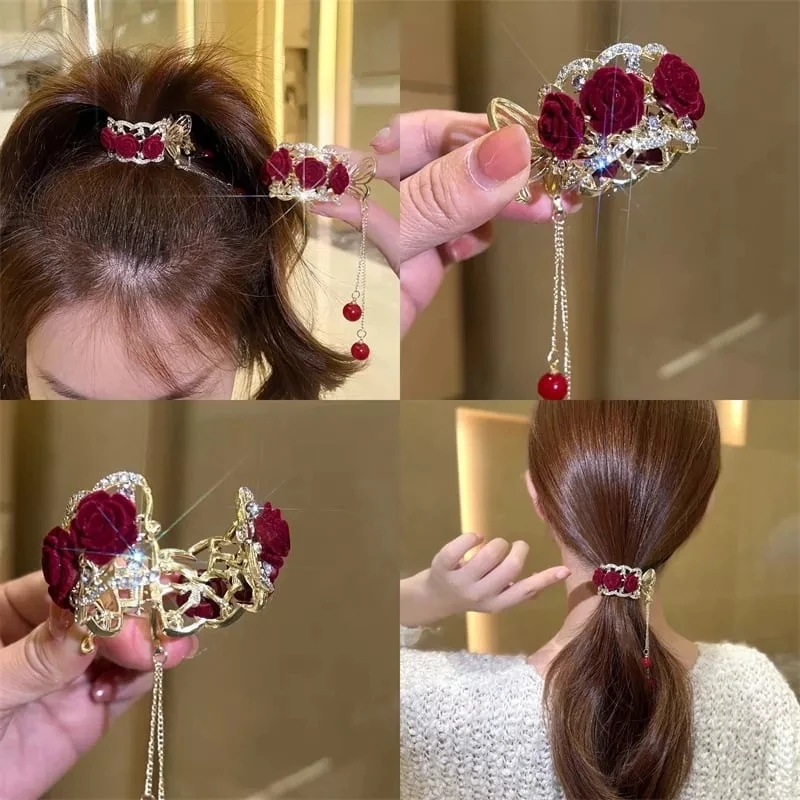 Vintage Rose Hairpins Rose High Ponytail Clip Small Back Clip Headgear Hair Accessories Fixed Hair Clip Head Clip Women Girls
Vintage Rose Hairpins Rose High Ponytail Clip Small Back Clip Headgear Hair Accessories Fixed Hair Clip Head Clip Women Girls