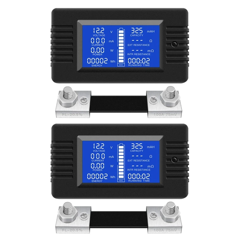2X DC Multifunction Battery Monitor Meter LCD Display Power Meter (Widely Applied To 12V/24V/48V RV/Car Battery)
2X DC Multifunction Battery Monitor Meter LCD Display Power Meter (Widely Applied To 12V/24V/48V RV/Car Battery)