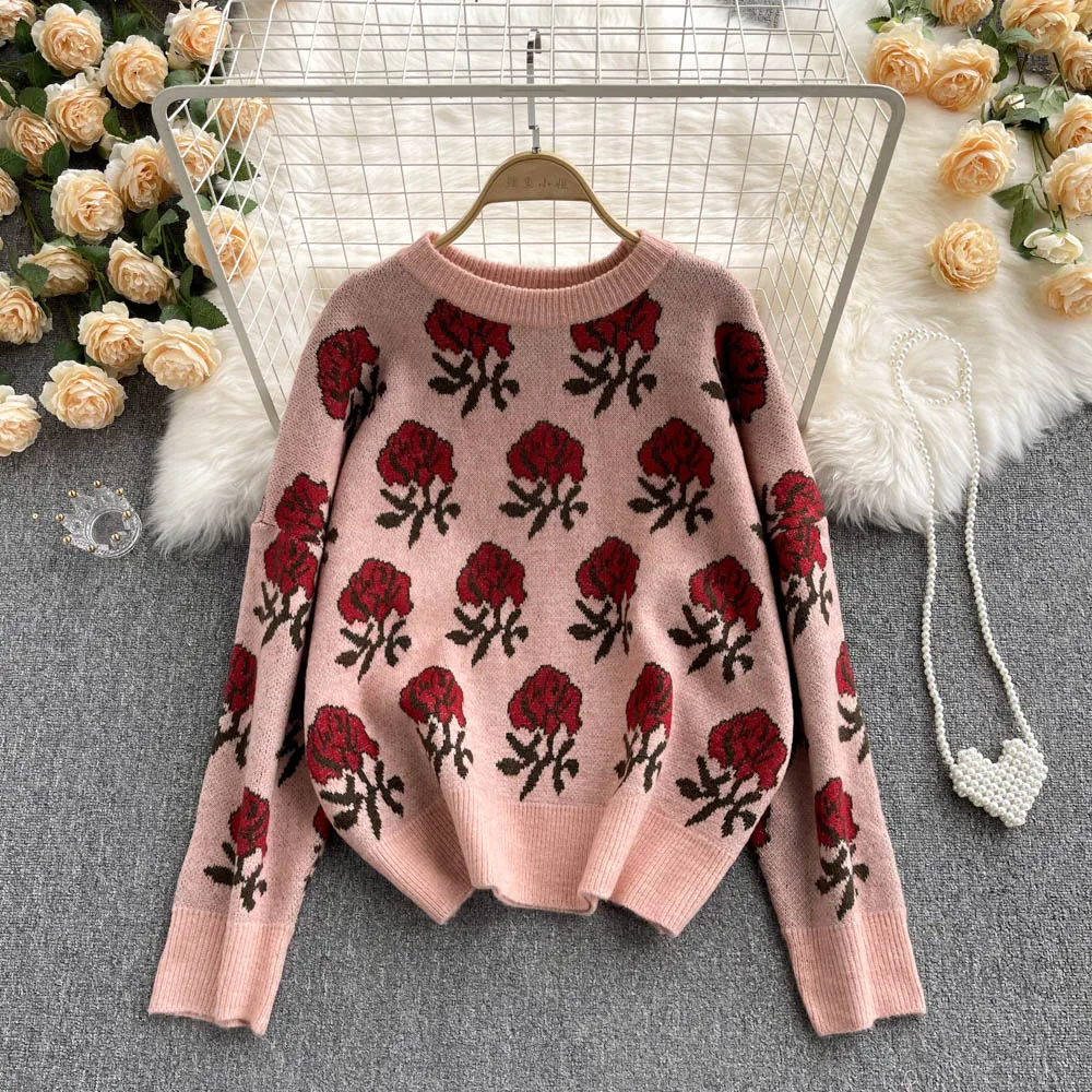 Almighty Vintage Pullovers For Women Autumn Floral Print Long Sleeve O-Neck Femme Sweaters Chic Colorblock Loose Woman Pullover
Almighty Vintage Pullovers For Women Autumn Floral Print Long Sleeve O-Neck Femme Sweaters Chic Colorblock Loose Woman Pullover
