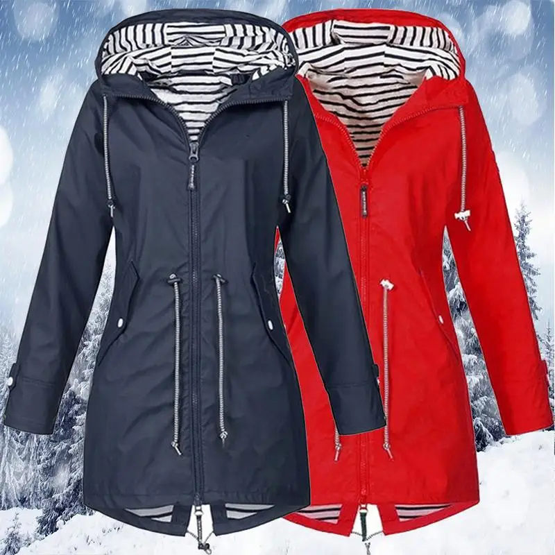

Женская ветрозащитная водонепроницаемая куртка с капюшоном, легкая непродуваемая куртка для активного отдыха и походов, 2023