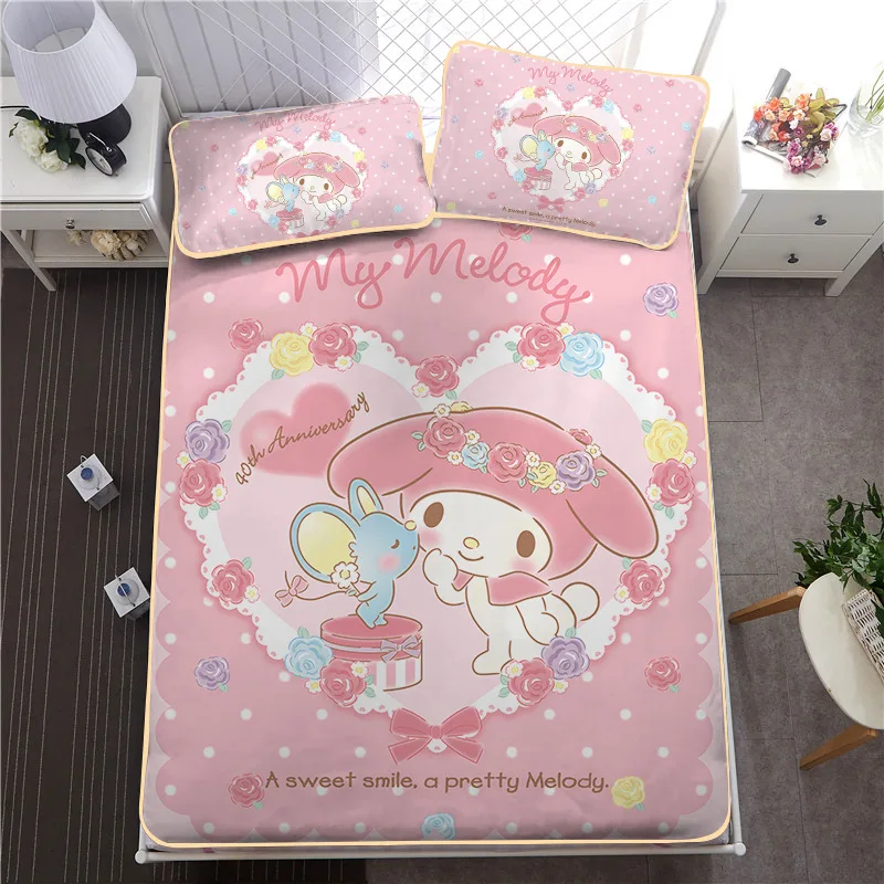 Sanrio Kawaii Kuromi My Melody Ice Silk Mat Three-Piece Set Summer Cartoon Anime Bed Foldable Washable Mat Two Pillowcases Toys
Sanrio Kawaii Kuromi My Melody Ice Silk Mat Three-Piece Set Summer Cartoon Anime Bed Foldable Washable Mat Two Pillowcases Toys