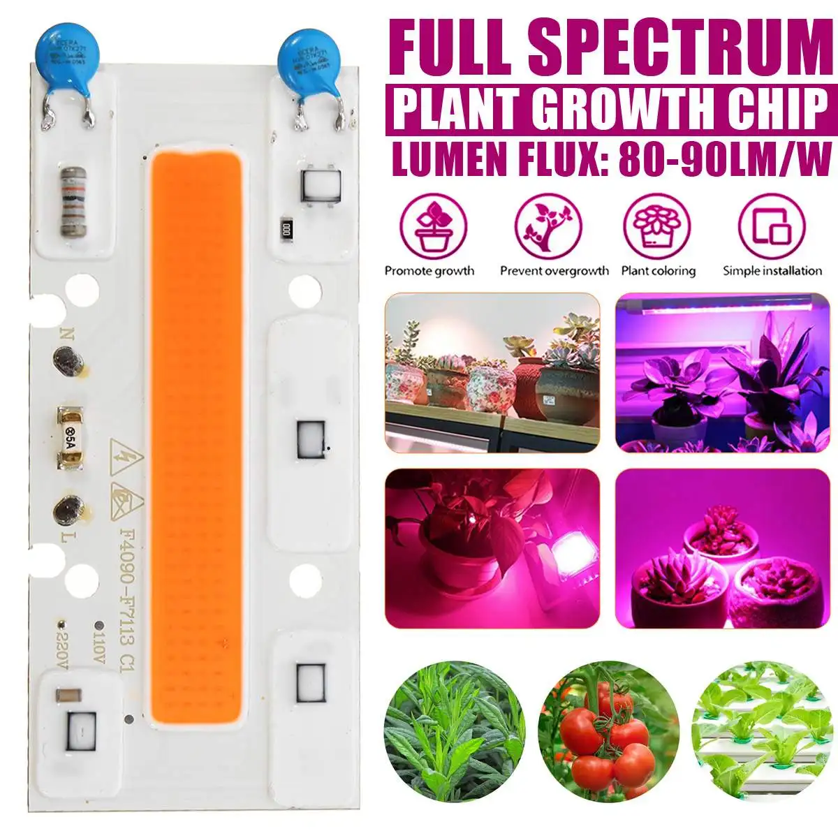 30W Full Spectrum LED COB Chip Grow Light For Indoor Plant Seedlingg Grow and Flower 90X40mm AC110/220V
30W Full Spectrum LED COB Chip Grow Light For Indoor Plant Seedlingg Grow and Flower 90X40mm AC110/220V