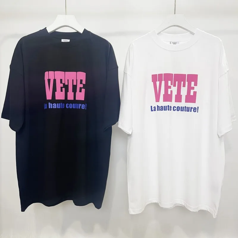 

Puff Print Vetements 2023SS La Haute Couture T-Shirt Men Women 1:1 High Quality Pink Logo Oversized T Shirt Tops Tee