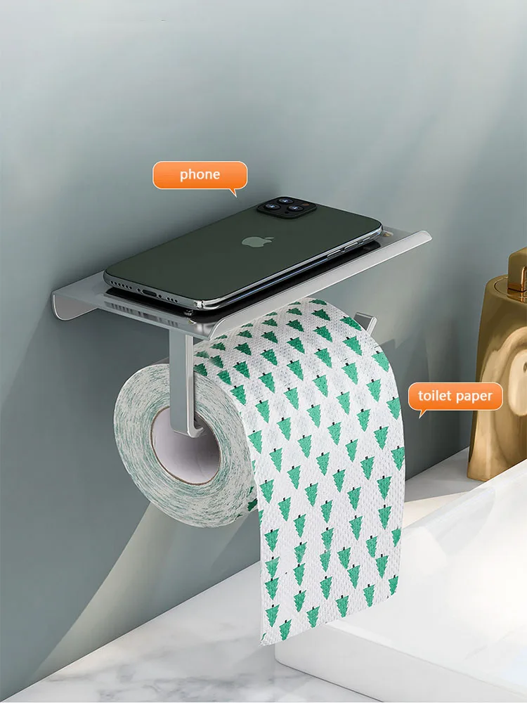 Aluminum Alloy Toilet Paper Holder Shelf With Tray Bathroom Accessories Kitchen Wall Hanging Punch-Free Toilet Paper Roll Holder
Aluminum Alloy Toilet Paper Holder Shelf With Tray Bathroom Accessories Kitchen Wall Hanging Punch-Free Toilet Paper Roll Holder