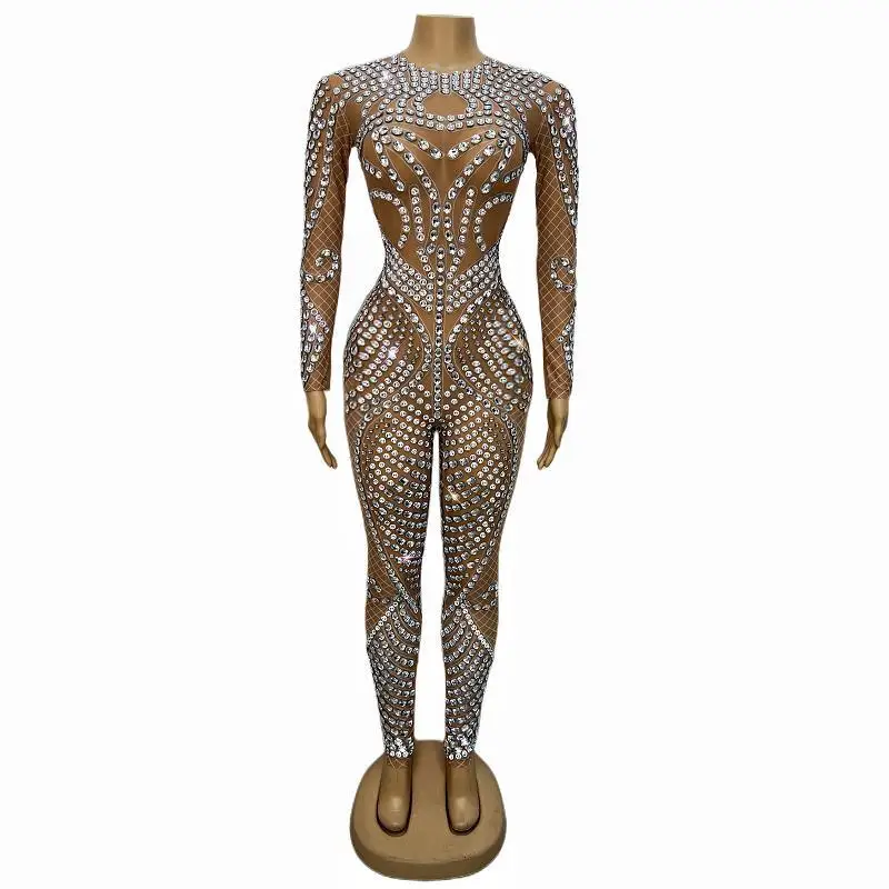 Silver Crystals Sexy Nude Stretch Rompers Leggings One-piece Costume Jumpsuit Outfit Pattern Bodysuit Birthday Wear zhizhu
Silver Crystals Sexy Nude Stretch Rompers Leggings One-piece Costume Jumpsuit Outfit Pattern Bodysuit Birthday Wear zhizhu