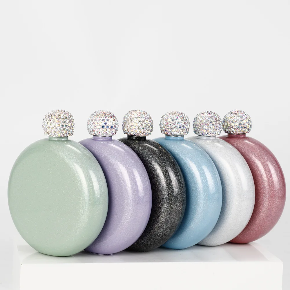 Round Portable Hip Flask 304 Stainless Steel Hip Flask Creative Crystal Lid Women's Wine Bottle Wine Exquisite Accessories
Round Portable Hip Flask 304 Stainless Steel Hip Flask Creative Crystal Lid Women's Wine Bottle Wine Exquisite Accessories