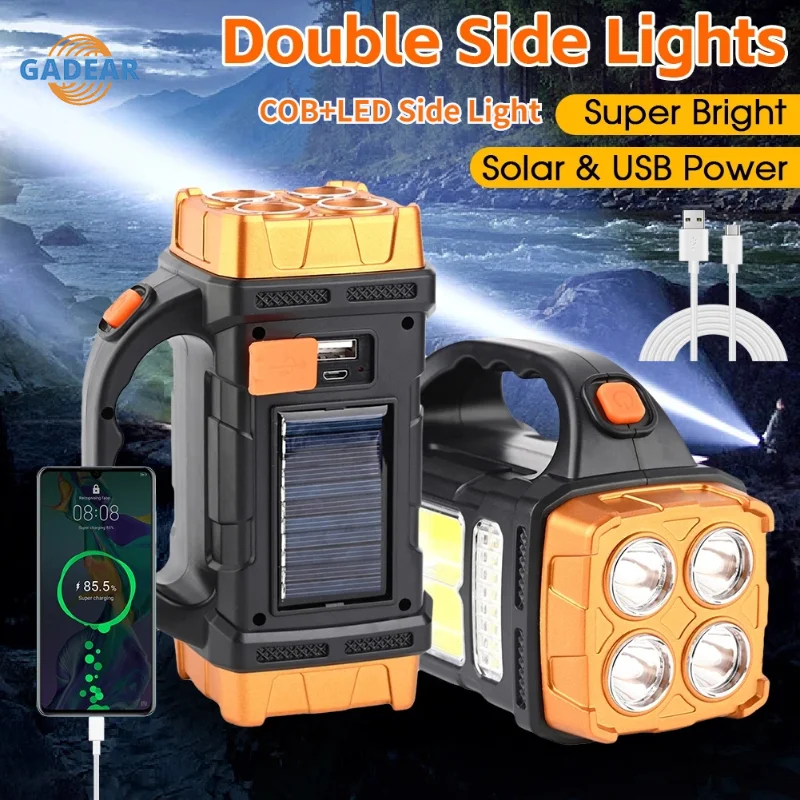 Powerful Solar LED Flashlight with COB Work Light USB Rechargeable Torch Light Waterproof Solar Light for Outage Outdoor Camping
Powerful Solar LED Flashlight with COB Work Light USB Rechargeable Torch Light Waterproof Solar Light for Outage Outdoor Camping