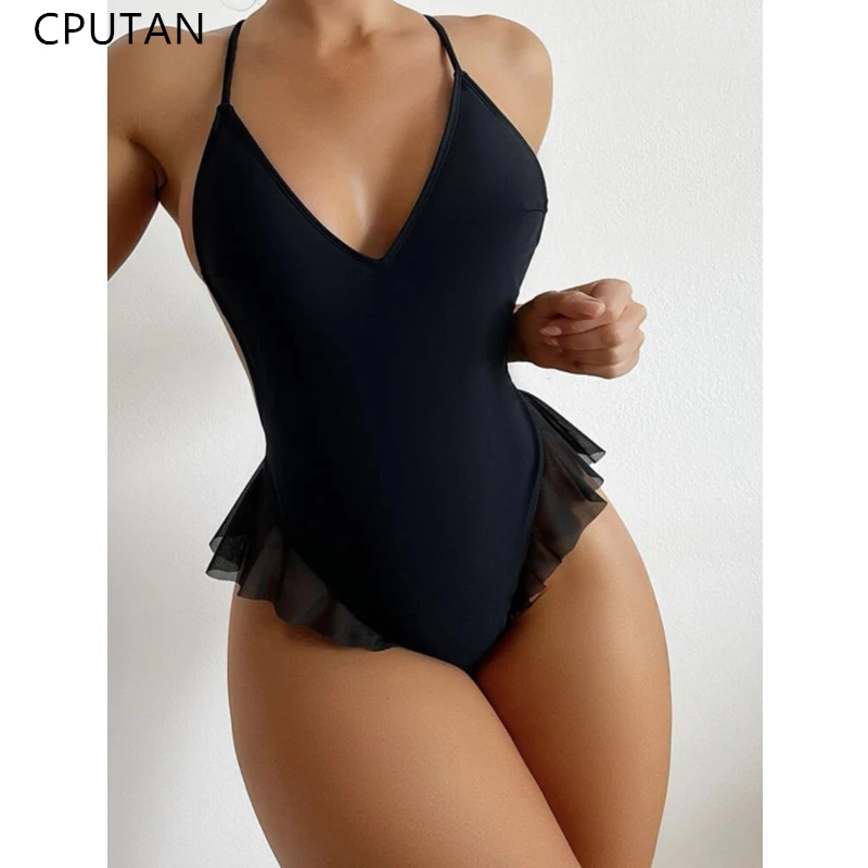 Backless Cross Back Cut-out One Piece Swimsuit Black Women's Swimwear Solid Beachwear High Cut Bodysuit Sexy Bathing Suits
Backless Cross Back Cut-out One Piece Swimsuit Black Women's Swimwear Solid Beachwear High Cut Bodysuit Sexy Bathing Suits
