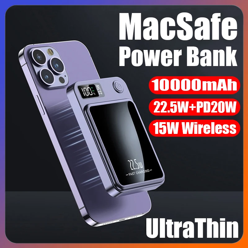 

22.5W Fast Chargers 10000mAh Macsafe Powerbank For iPhone 12 13 14 Magnetic Wireless Power Bank External Auxiliary Battery Pack