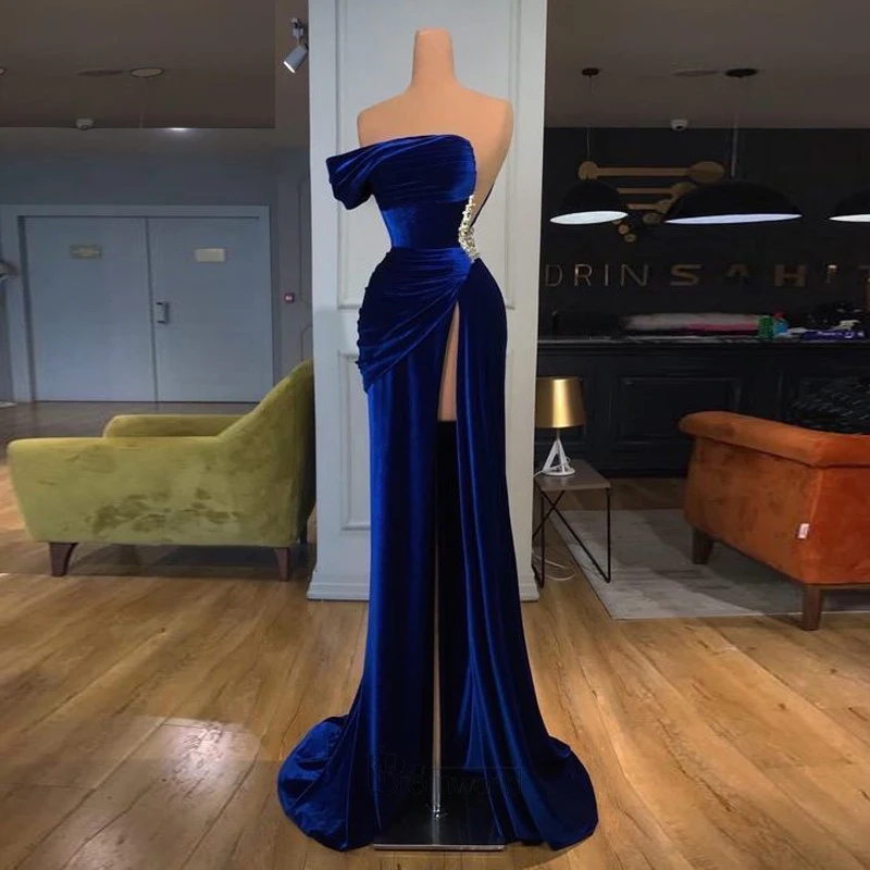 Royal Blue Mermaid Long Prom Dress Strapless Robe De Soiree Velvet Dubai Formal Gowns High Split Sexy Evening Gowns 2022
Royal Blue Mermaid Long Prom Dress Strapless Robe De Soiree Velvet Dubai Formal Gowns High Split Sexy Evening Gowns 2022