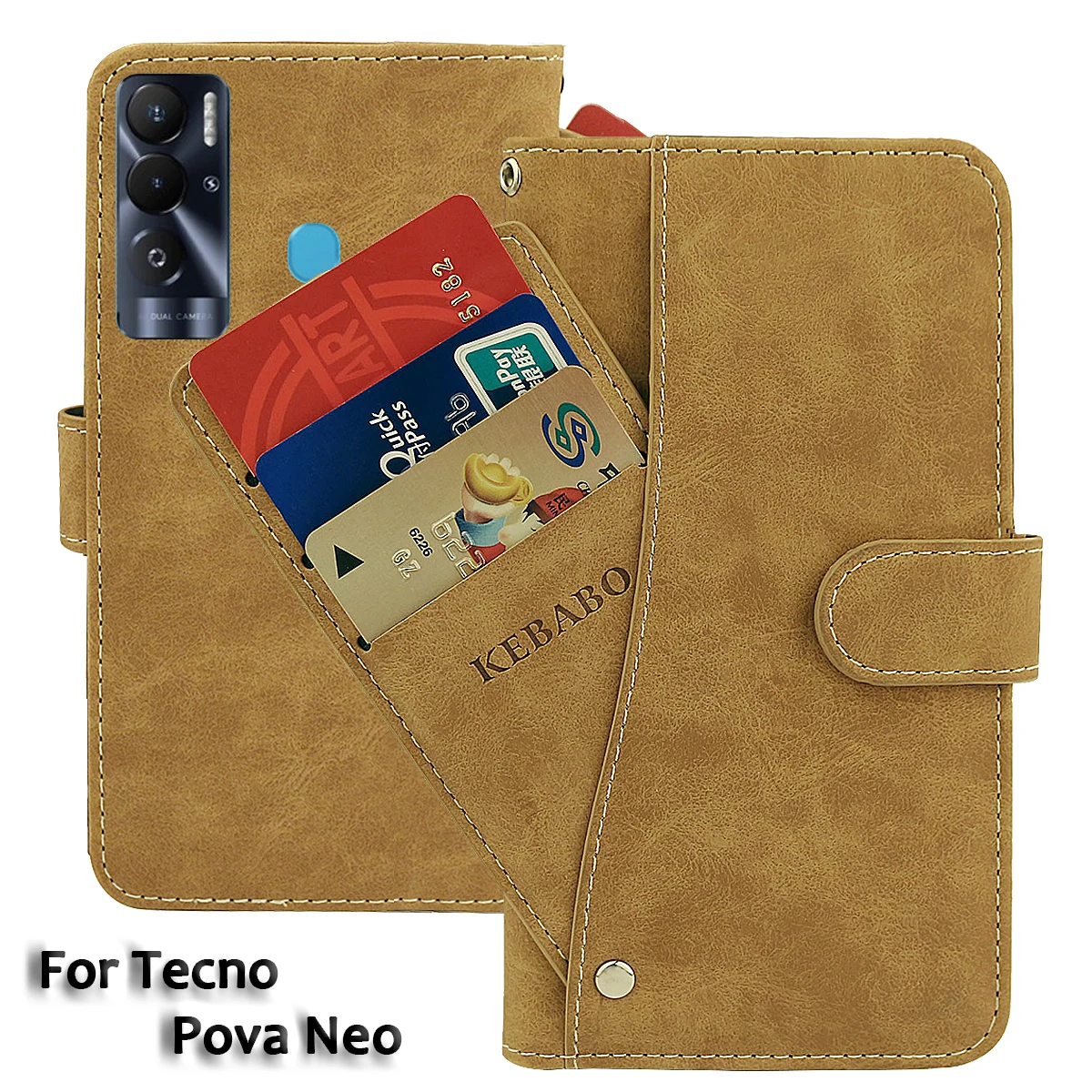 Винтажный кожаный кошелек Tecno Pova Neo чехол 6 8 дюйма роскошный флип-чехол с