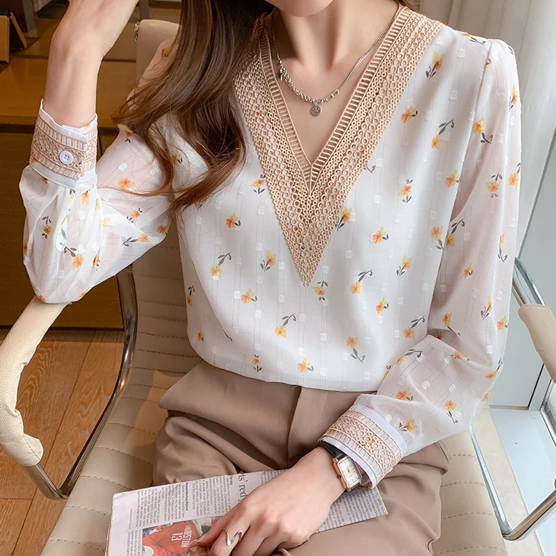 V-neck Loose Shirt Women's Elegant Casual Vintage Floral Print Chiffon Shirt Tops Long Sleeve Lace Blouse For Women Blusas 16376
V-neck Loose Shirt Women's Elegant Casual Vintage Floral Print Chiffon Shirt Tops Long Sleeve Lace Blouse For Women Blusas 16376