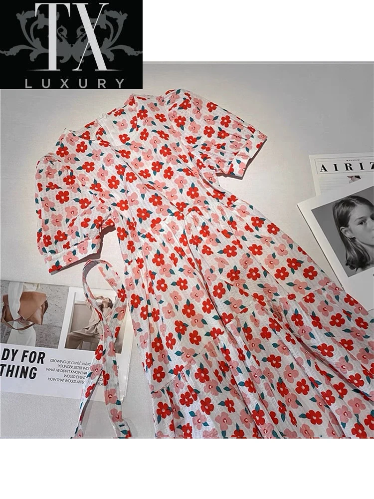 Summer Women’s A-Line Sweet Elegant Floral Print O-neck Bandage Short Dress For Female Fashion Puff Sleeve Mini Vestidos
Summer Women’s A-Line Sweet Elegant Floral Print O-neck Bandage Short Dress For Female Fashion Puff Sleeve Mini Vestidos