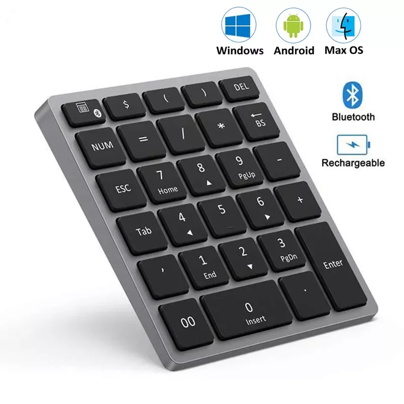 Bluetooth-compati Numeric Keypad Digital Wireless Numer Keyboard Rechargeable 28 Keys for Accounting Windows IOS Android
Bluetooth-compati Numeric Keypad Digital Wireless Numer Keyboard Rechargeable 28 Keys for Accounting Windows IOS Android