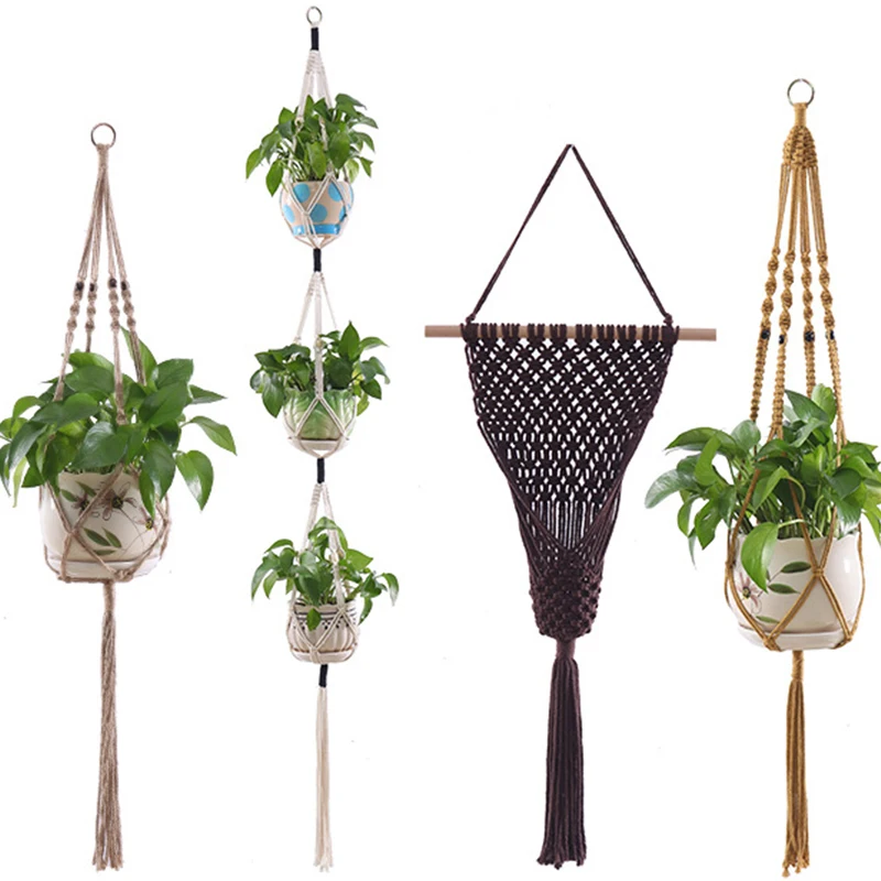 Handmade Flower Pot Hanging Baskets Macrame Plant Hanger For Indoor Wall Decoration Countyard Pot Tray Net Garden Supplies
Handmade Flower Pot Hanging Baskets Macrame Plant Hanger For Indoor Wall Decoration Countyard Pot Tray Net Garden Supplies