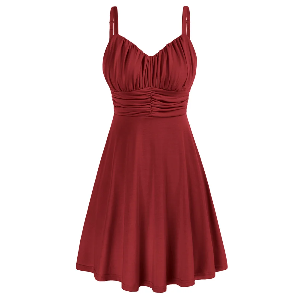 GRACE KARIN Sleeveless Flare Ruched Mini Dress V Neck Backless Shirred Skater Short Dresses Paghetti Straps Flared A-Line Dress
GRACE KARIN Sleeveless Flare Ruched Mini Dress V Neck Backless Shirred Skater Short Dresses Paghetti Straps Flared A-Line Dress