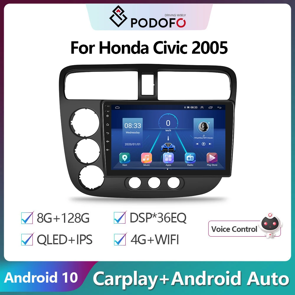 Автомагнитола Podofo, мультимедийный видеоплеер с GPS-навигацией для Honda Civic 2005, 2din, 4G, Wi-Fi, Carplay
Автомагнитола Podofo, мультимедийный видеоплеер с GPS-навигацией для Honda Civic 2005, 2din, 4G, Wi-Fi, Carplay