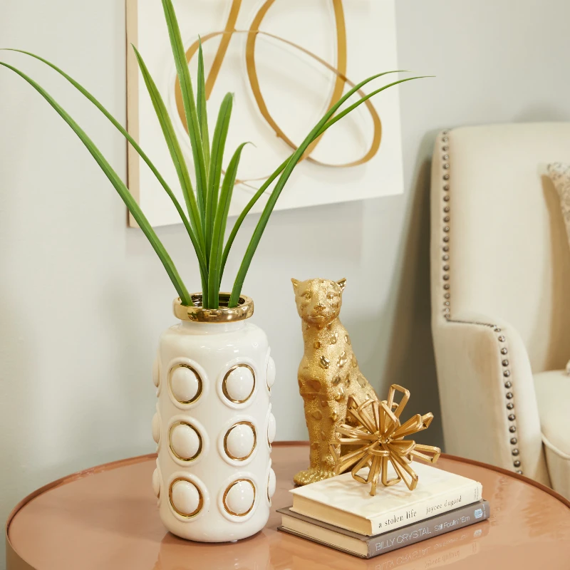 White Ceramic Vase with Gold Circle Accents Aesthetic vase Urn vase Plant terrarium glass Room decorations for men Terrarium Str
White Ceramic Vase with Gold Circle Accents Aesthetic vase Urn vase Plant terrarium glass Room decorations for men Terrarium Str