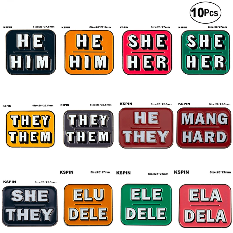 They Them She Her He Him Badge Lapel Pin Flag badge Brooch Pins Badges 10Pcs a Lot 
They Them She Her He Him Badge Lapel Pin Flag badge Brooch Pins Badges 10Pcs a Lot