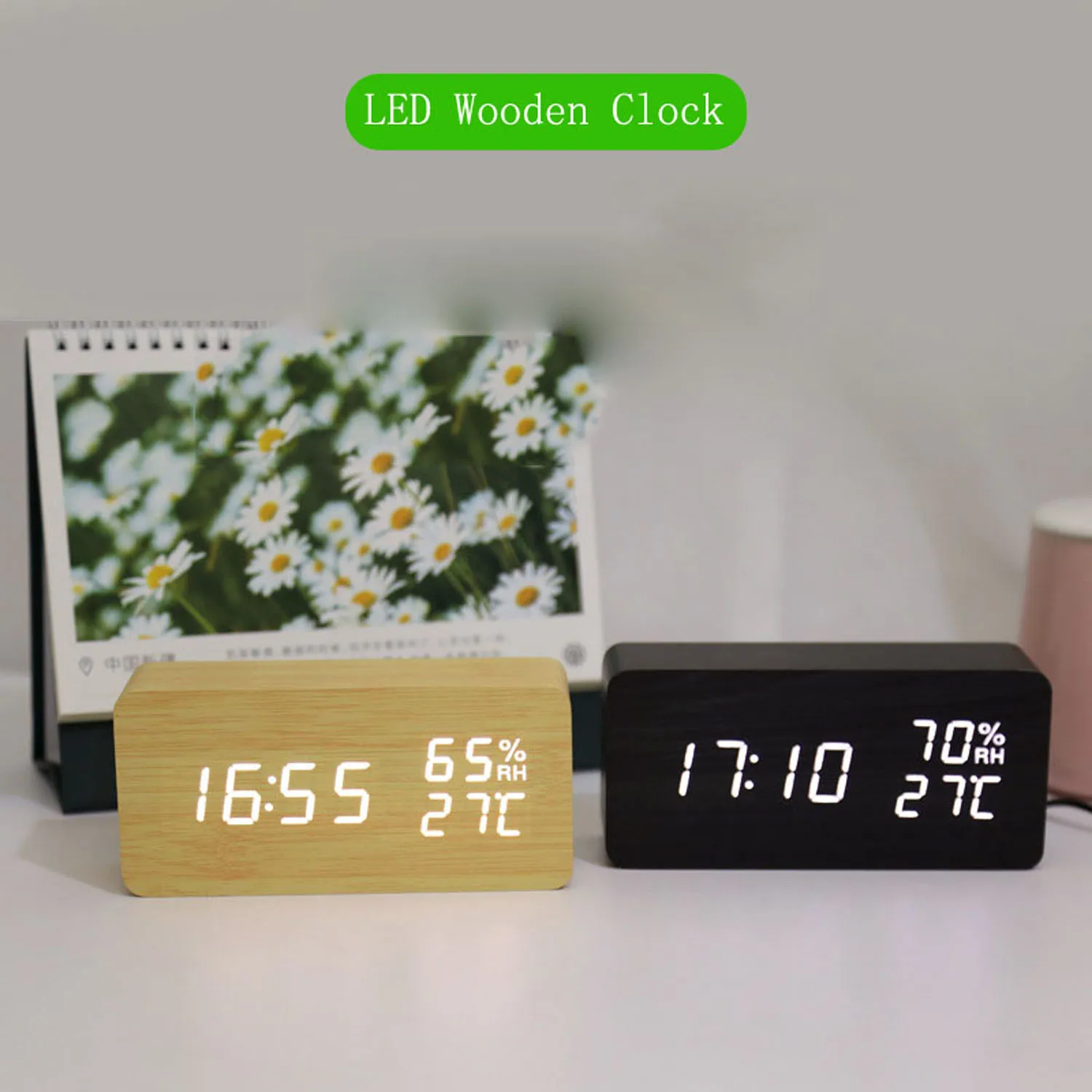 Alarm Clock LED Wooden Digital Table Clock Voice Control Wood USB/Battery Powered Temperature Humidity Electronic Desktop Clocks
Alarm Clock LED Wooden Digital Table Clock Voice Control Wood USB/Battery Powered Temperature Humidity Electronic Desktop Clocks