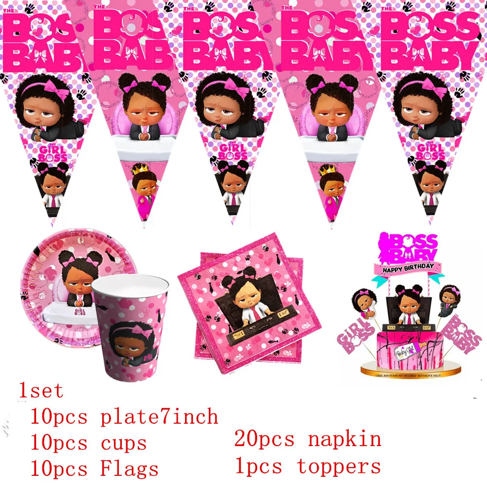 Cartoon Black Girl baby boss Birthday Disposable Tableware Wedding Decoration Tablecloth Plate Cup Baby Shower Decoration Kids 
Cartoon Black Girl baby boss Birthday Disposable Tableware Wedding Decoration Tablecloth Plate Cup Baby Shower Decoration Kids