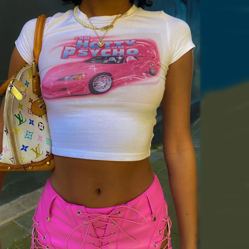 Fashion Racing Print Top Women Slim Fit Short Waist Casual T-shirt Top White Round Neck Short Sleeve Top NVTX15169
Fashion Racing Print Top Women Slim Fit Short Waist Casual T-shirt Top White Round Neck Short Sleeve Top NVTX15169