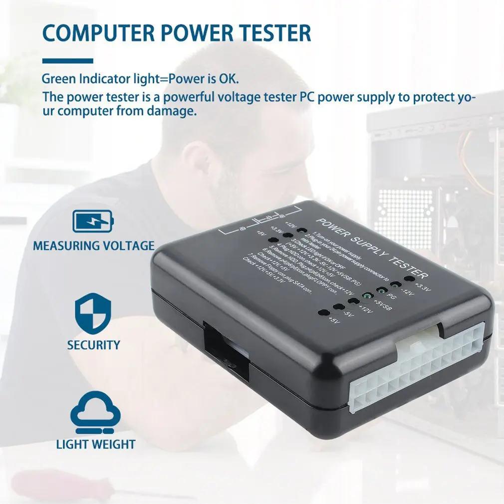 Power Supply Tester LED 20/24 Pin PSU ATX SATA HDD Testing Checker Measuring Meter For PC Power Tester Computers
Power Supply Tester LED 20/24 Pin PSU ATX SATA HDD Testing Checker Measuring Meter For PC Power Tester Computers