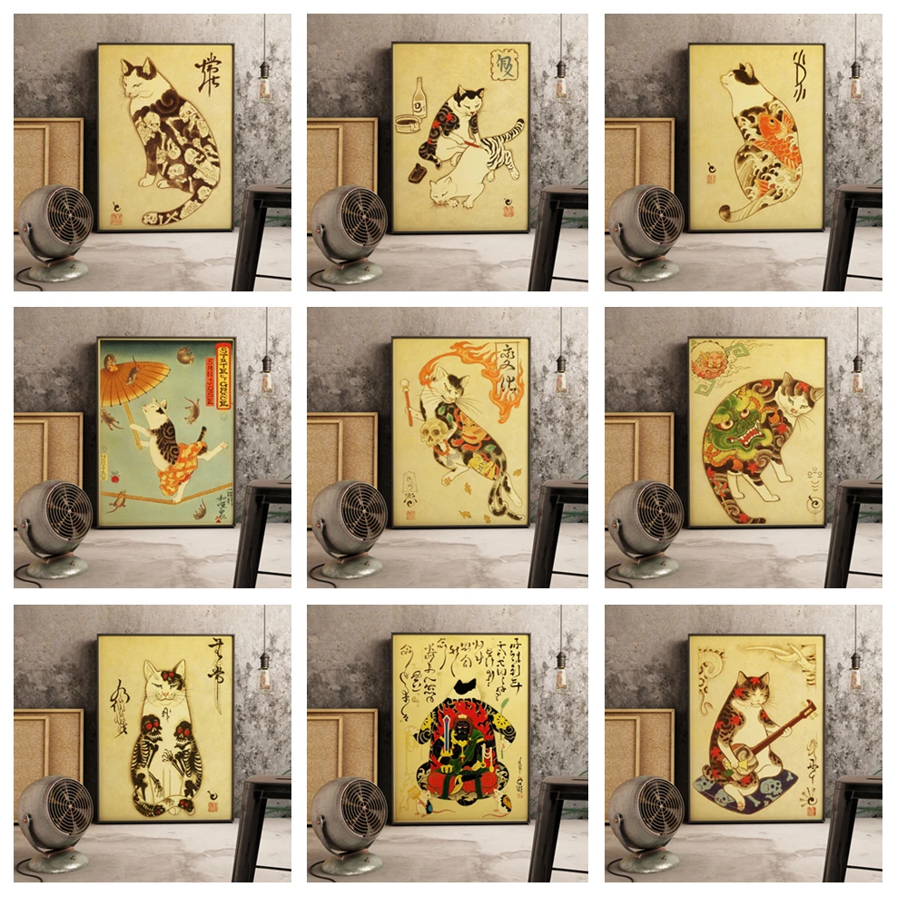 Retro Japanese Samurai Cat Tattoo Cat Posters Art Decor Wall Decor Cute Animal Quality Canvas Painting for Home Decor
Retro Japanese Samurai Cat Tattoo Cat Posters Art Decor Wall Decor Cute Animal Quality Canvas Painting for Home Decor