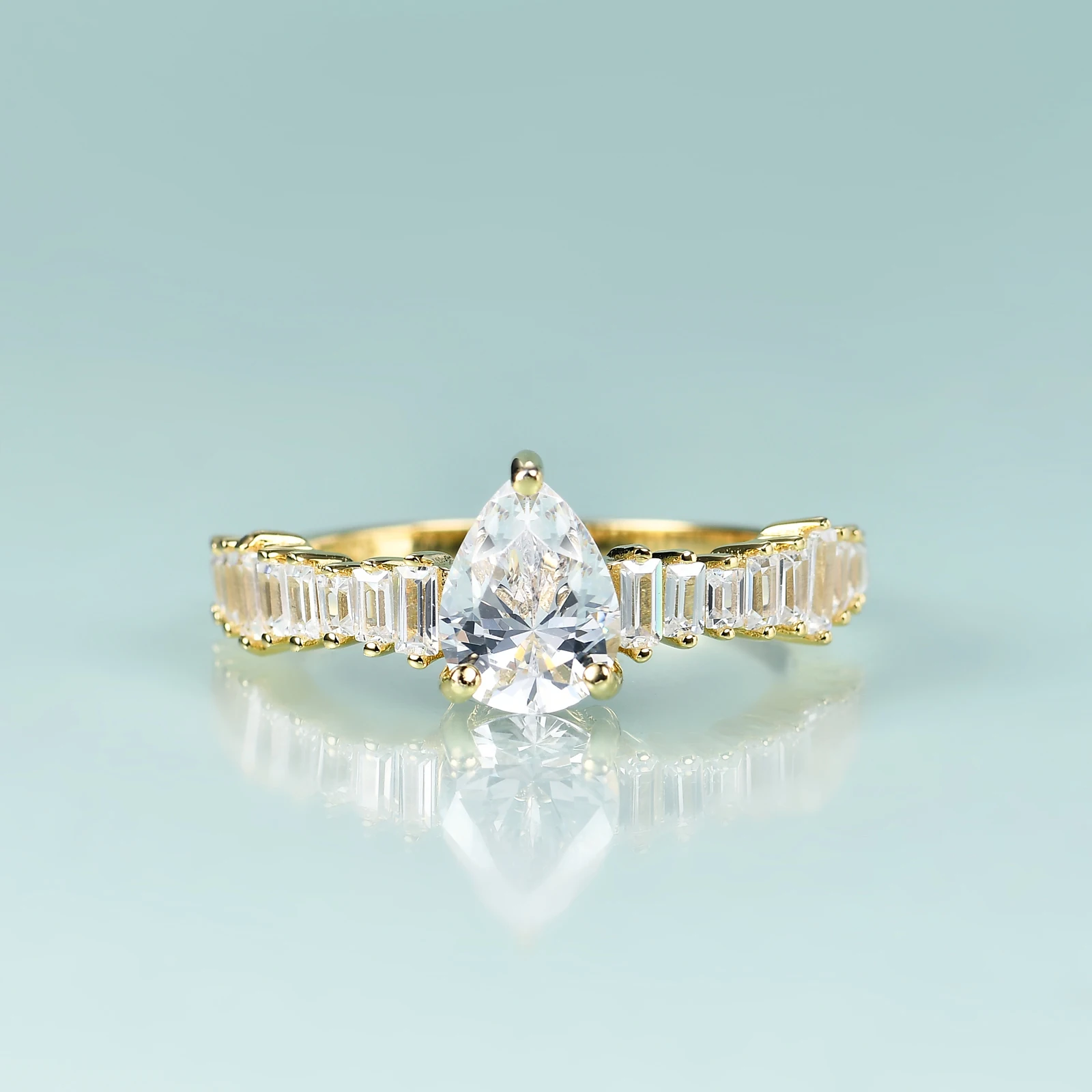 

Женские кольца ручной работы GEM'S BEAUTY, позолоченные кольца из стерлингового серебра 14 карат с натуральной перьевой огранкой и имитацией бриллианта, романтический подарок для женщин