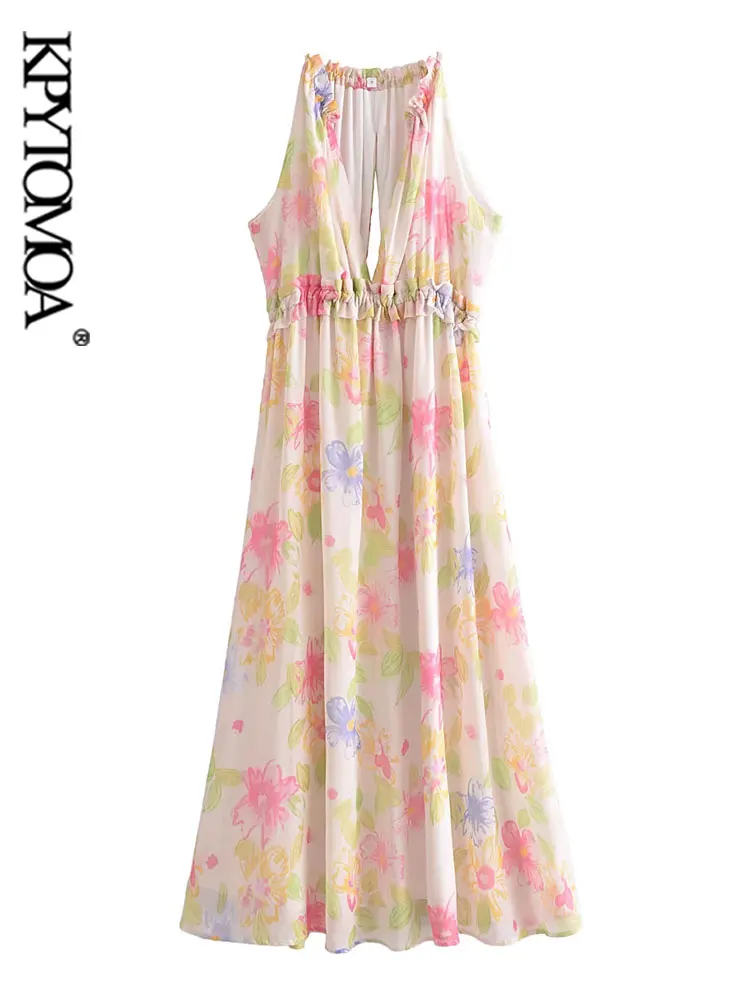 KPYTOMOA Women Fashion With Ruffles Floral Print Midi Dress Vintage Deep V Neck Sleeveless Female Dresses Vestidos Mujer
KPYTOMOA Women Fashion With Ruffles Floral Print Midi Dress Vintage Deep V Neck Sleeveless Female Dresses Vestidos Mujer